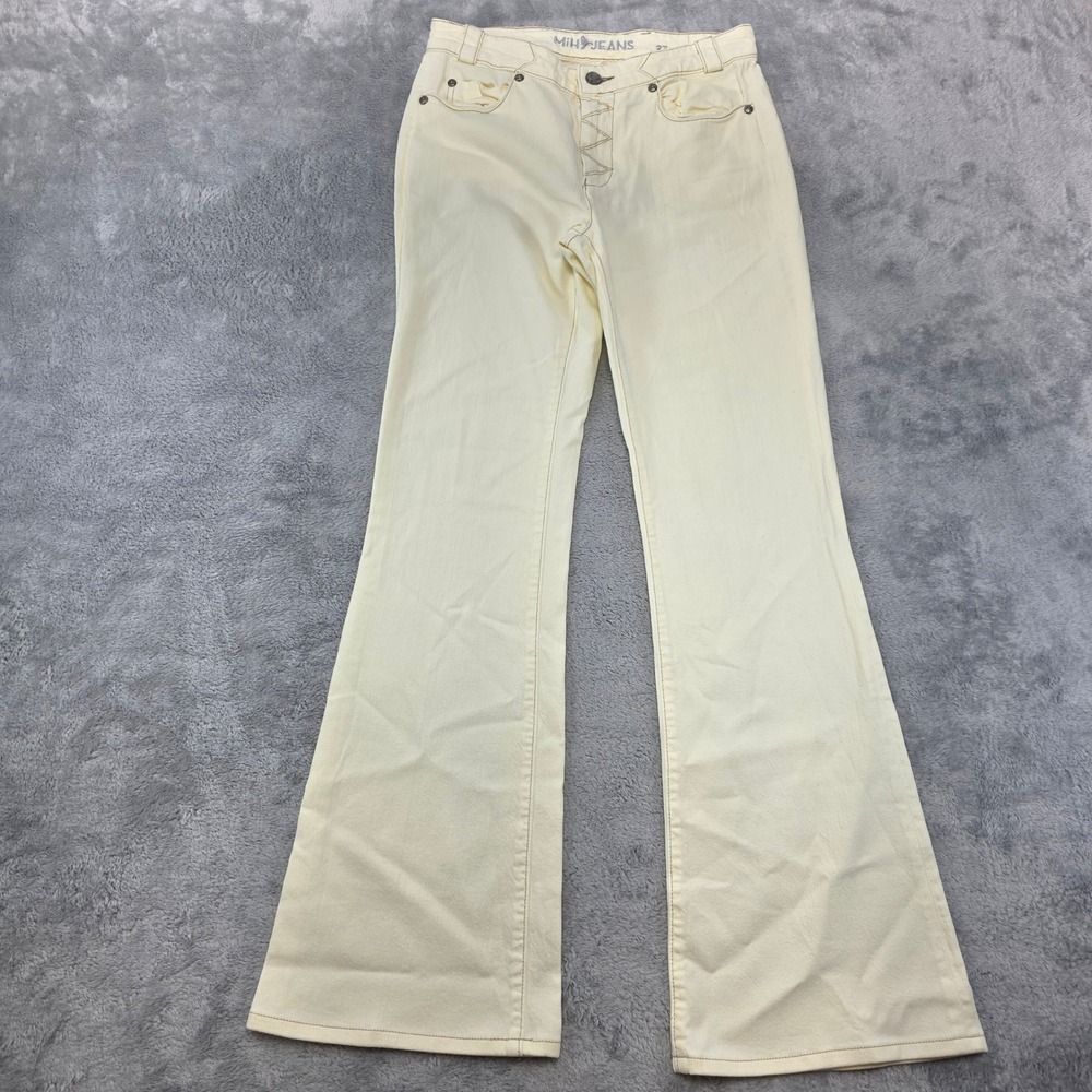 MiH Jeans Women 27 Ecru Marrakesh Aviator Jeans Mid Rise‎ Kick Flare Pants